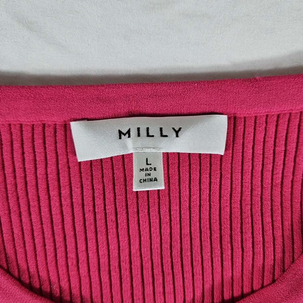 Milly Pink Ribbed Ruffle Cuff Blouse - Picture 2 of 5